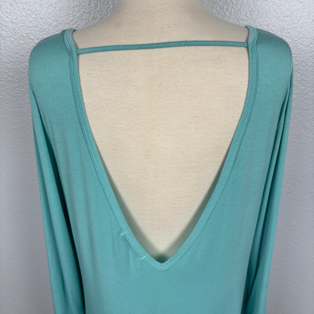 PrAna Asymmetrical‎ Tunic Top Womens M Teal Open Back Long Sleeve - Picture 3 of 11